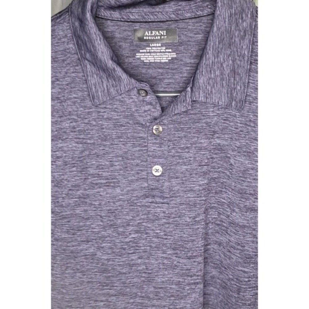 ALFANI Polo / GOLF SHIRT Men's Large Navy Blue Heather, Golf Polo Sportswear - Picture 4 of 5